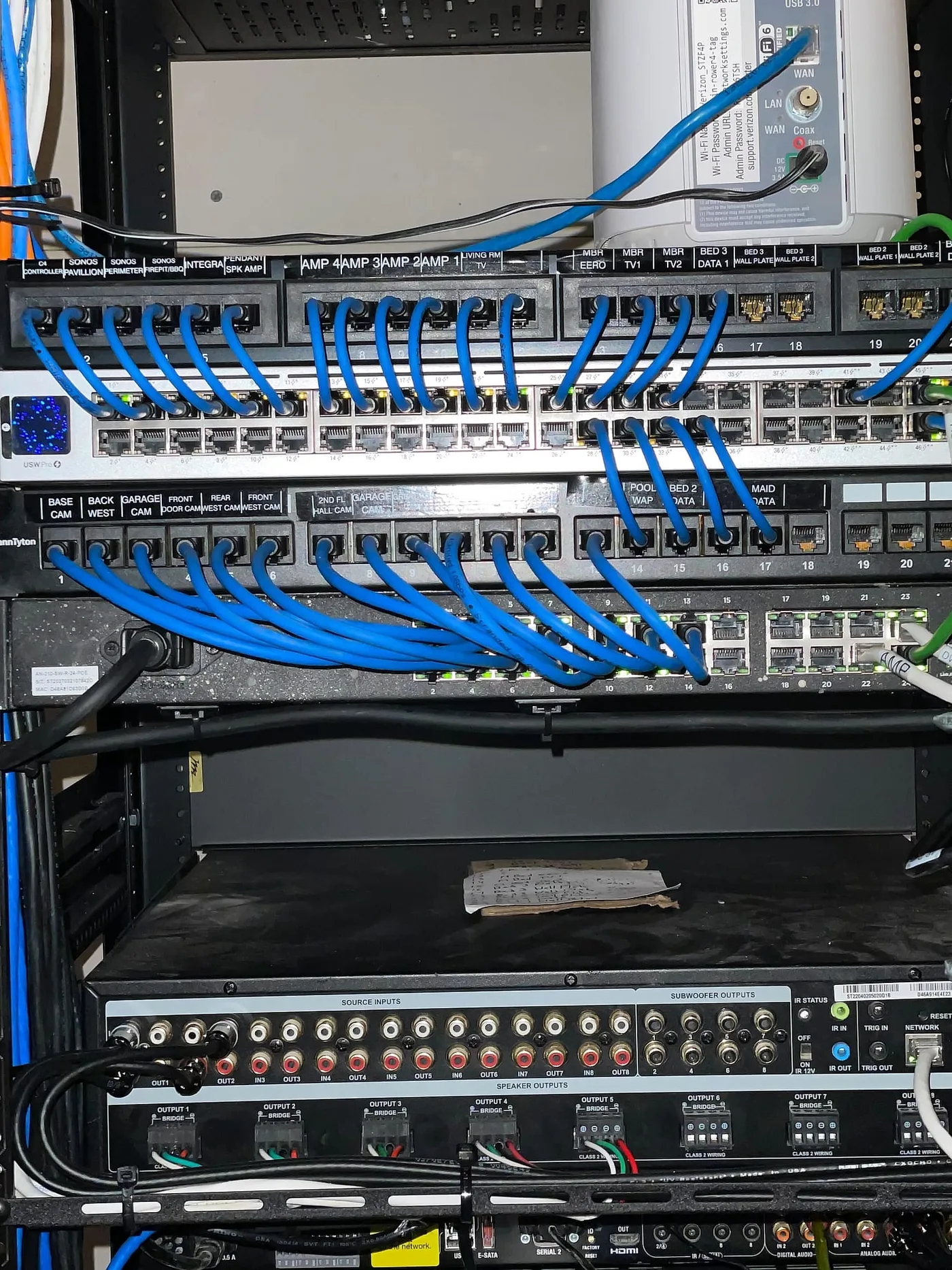 Network switches in a rack — representative Limitless AV work, specific property not confirmed