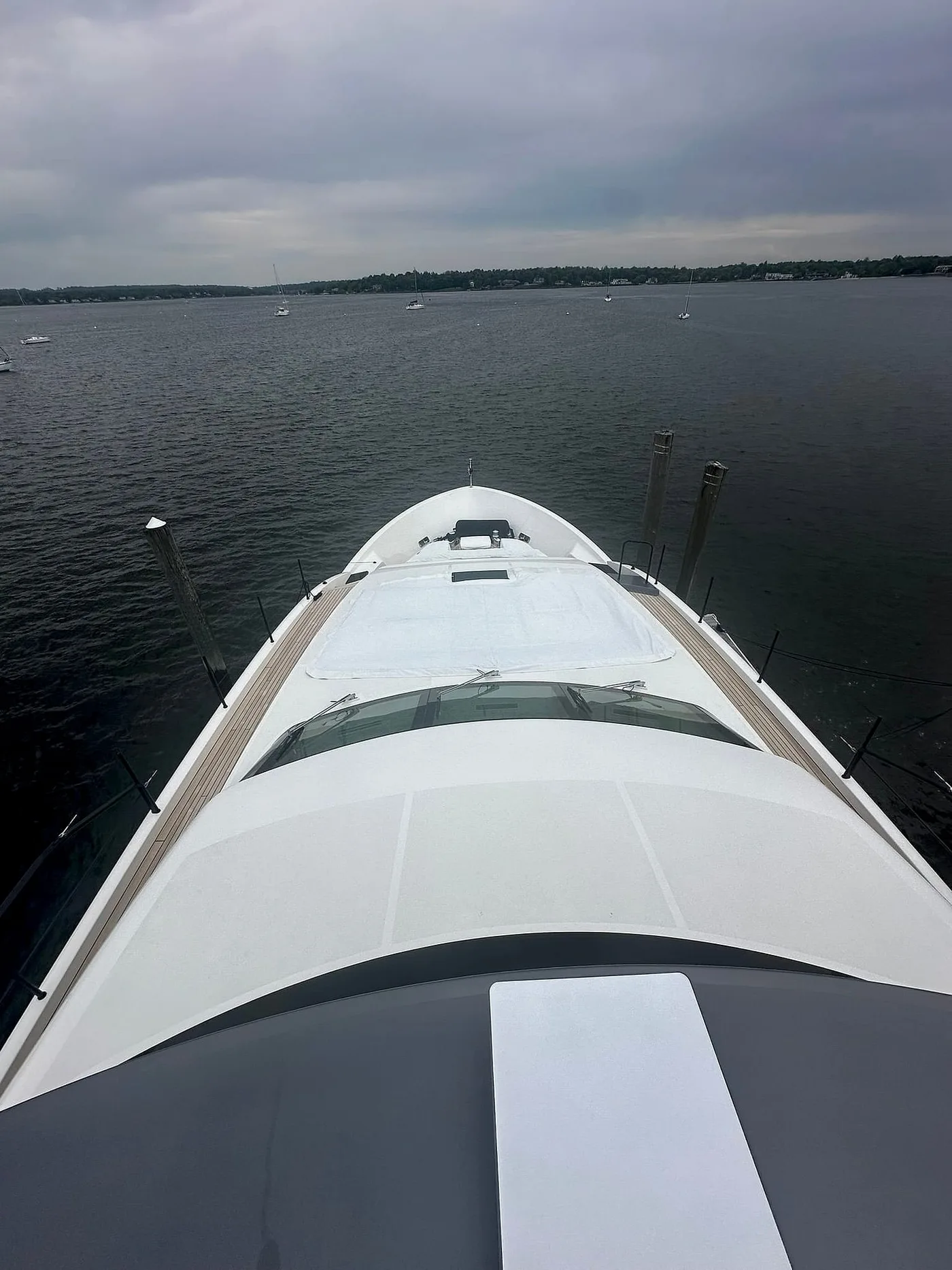 Yacht bow above open water